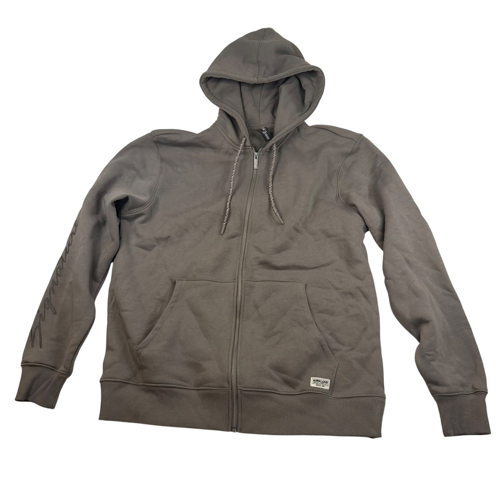 Kirkland Signature Mens Medium Gray Full Zip Hoodie Fleece Sweatshirt 7772018
